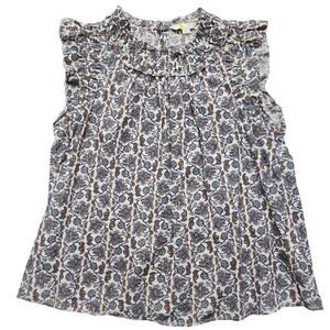 Boden Paisley Metallic Stripe Sleeveless Blouse Size 8